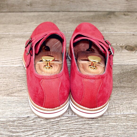 * NIB * $495 Nordstrom ZELLI Italia 9.5 M Red Goatskin Suede * add $15 Trees main image 9